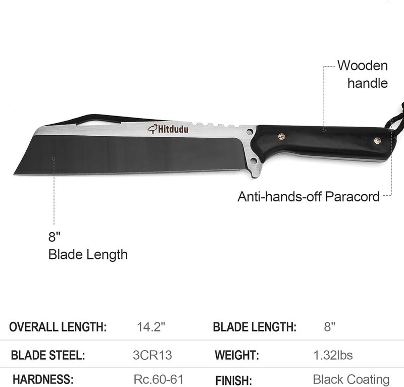 Hitdudu Machete with Sheath - Heavy Duty Bushcraft Hunting Knife, Multi-Purpose Knife for Gardening, Camping, Hunting and Bushcraft - Image 2